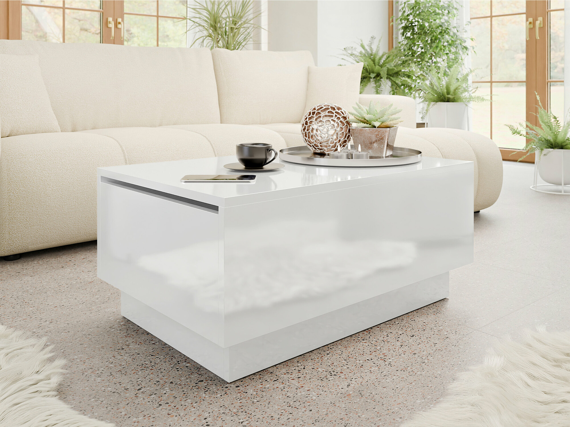 Table basse Goodyear 134 (Blanc brillant)