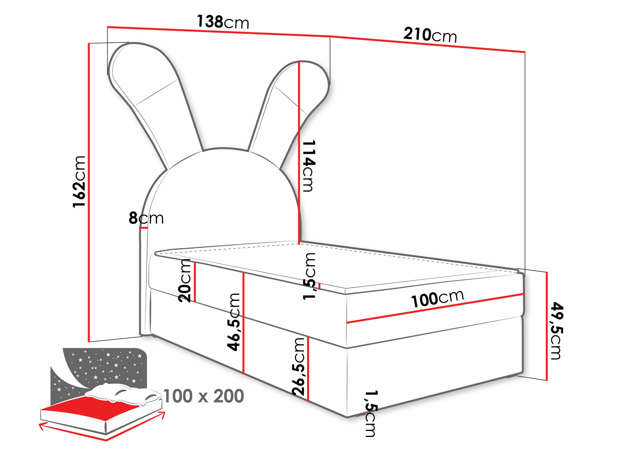 Lit boxspring Stylus (Magic Velvet 2239)