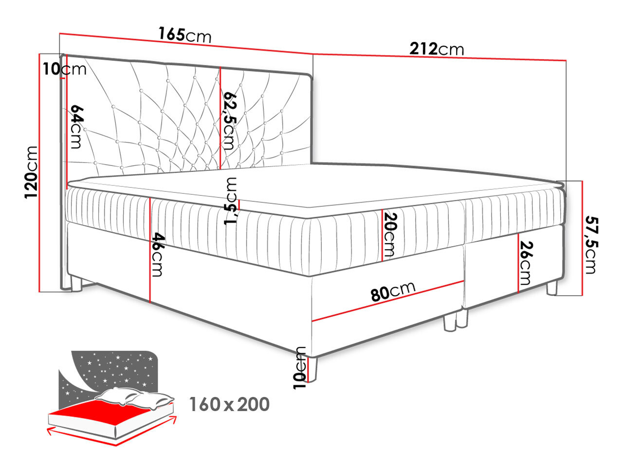 Lit boxspring Civitas (Manila 32)