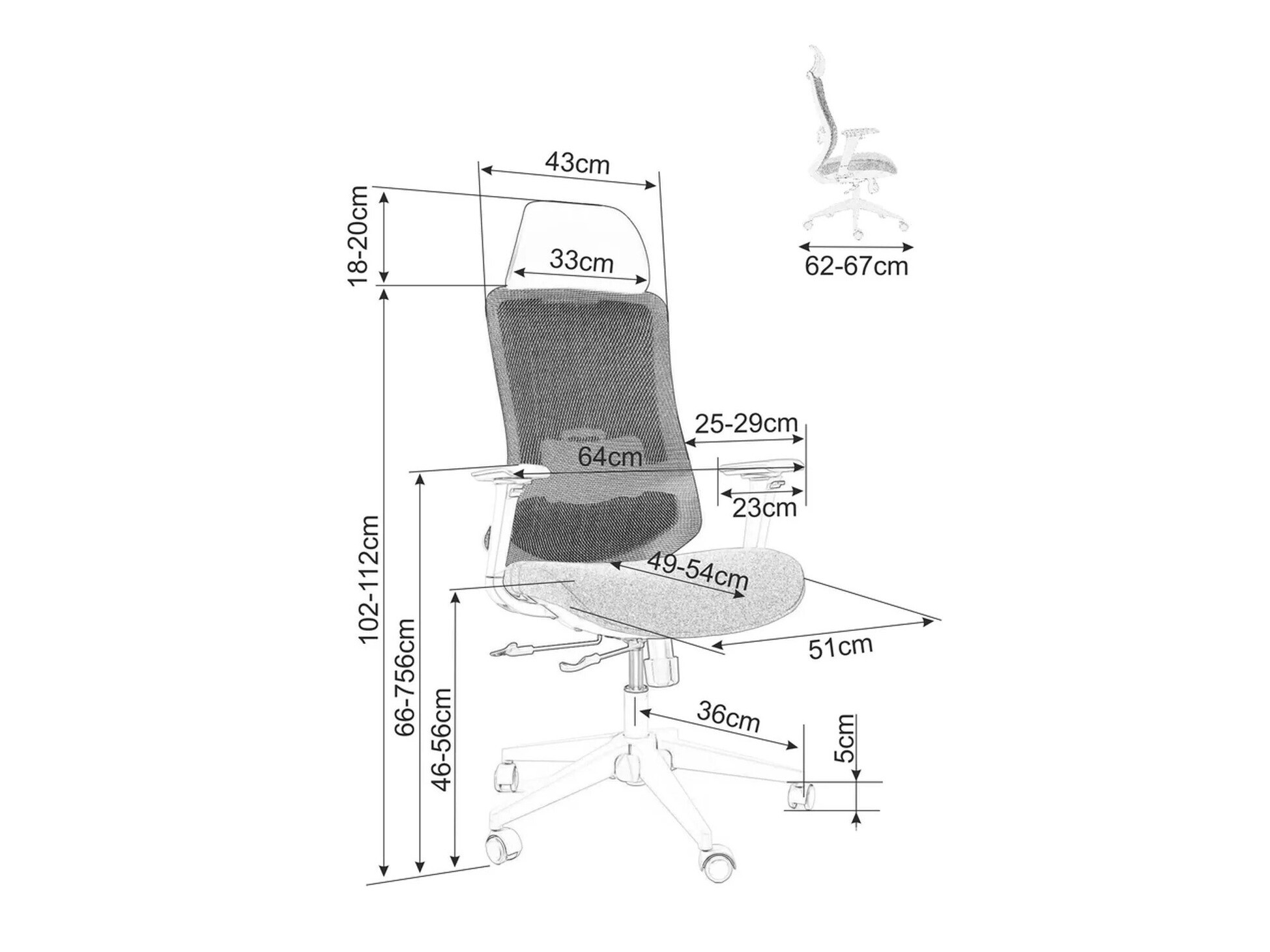 Chaise de bureau Detroit 600 (Gris)
