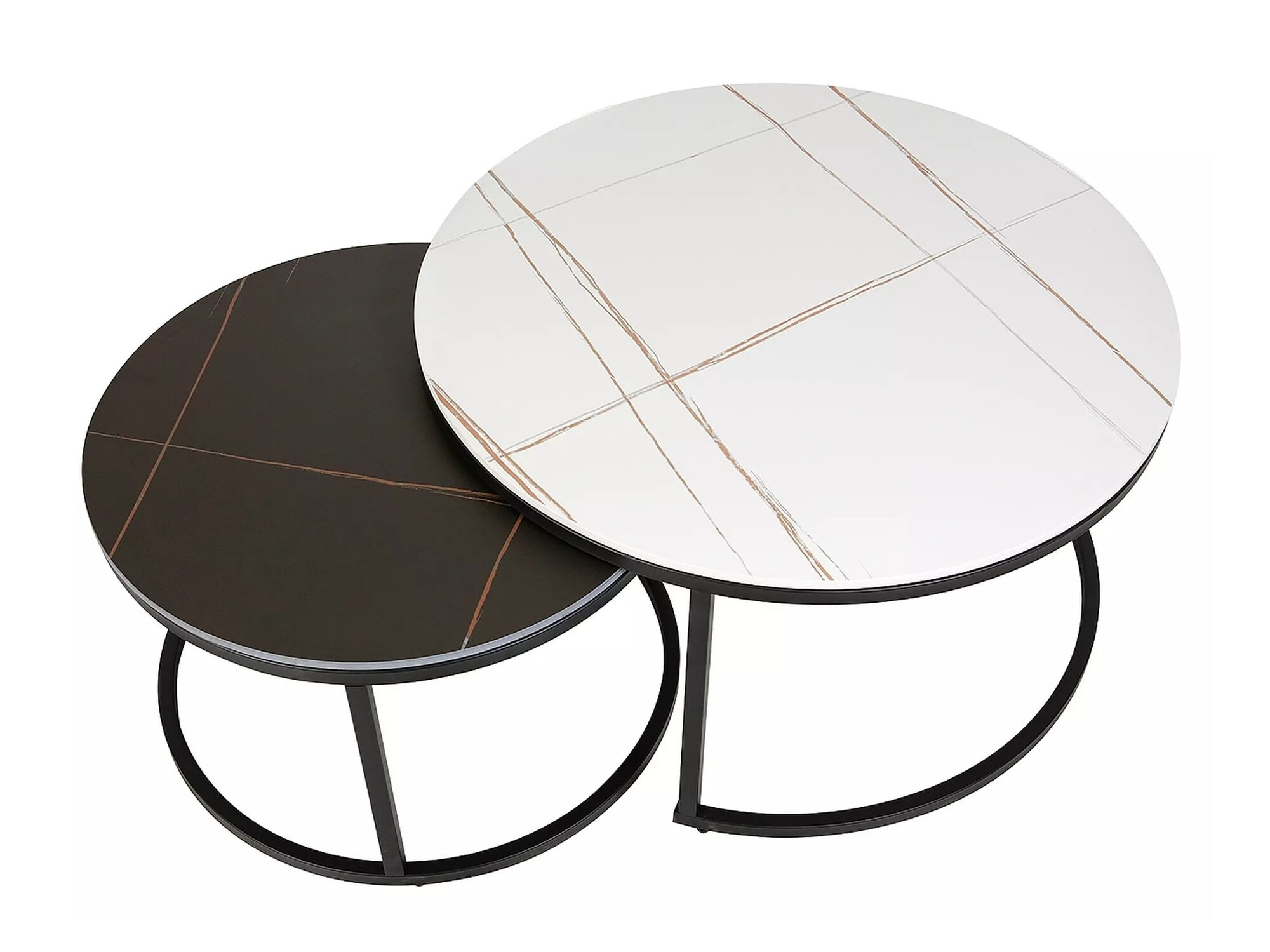 Ensemble tables basses Detroit 607 (Marbre blanc + Marbre noir)