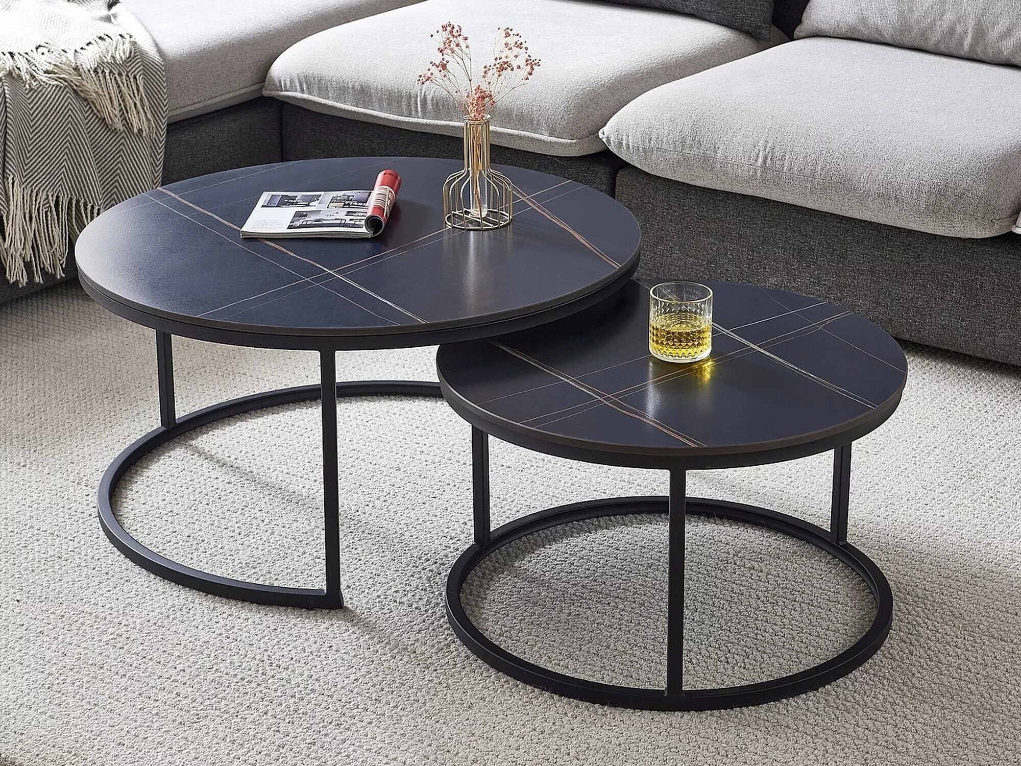 Ensemble tables basses Detroit 607 (Marbre noir)
