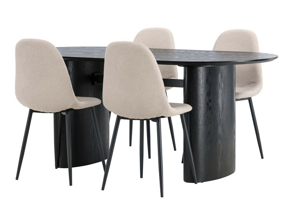 Salle à manger complète Dallas 4559 (Beige + Noir)
