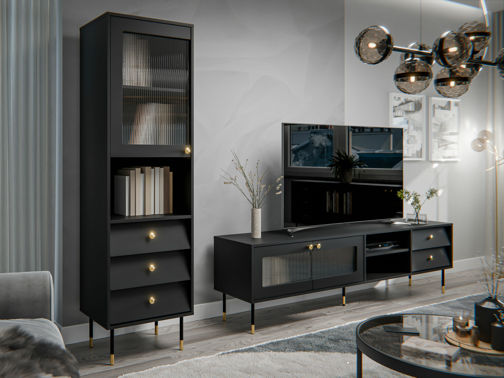 Ensemble de salon Feletri 109 (Noir)