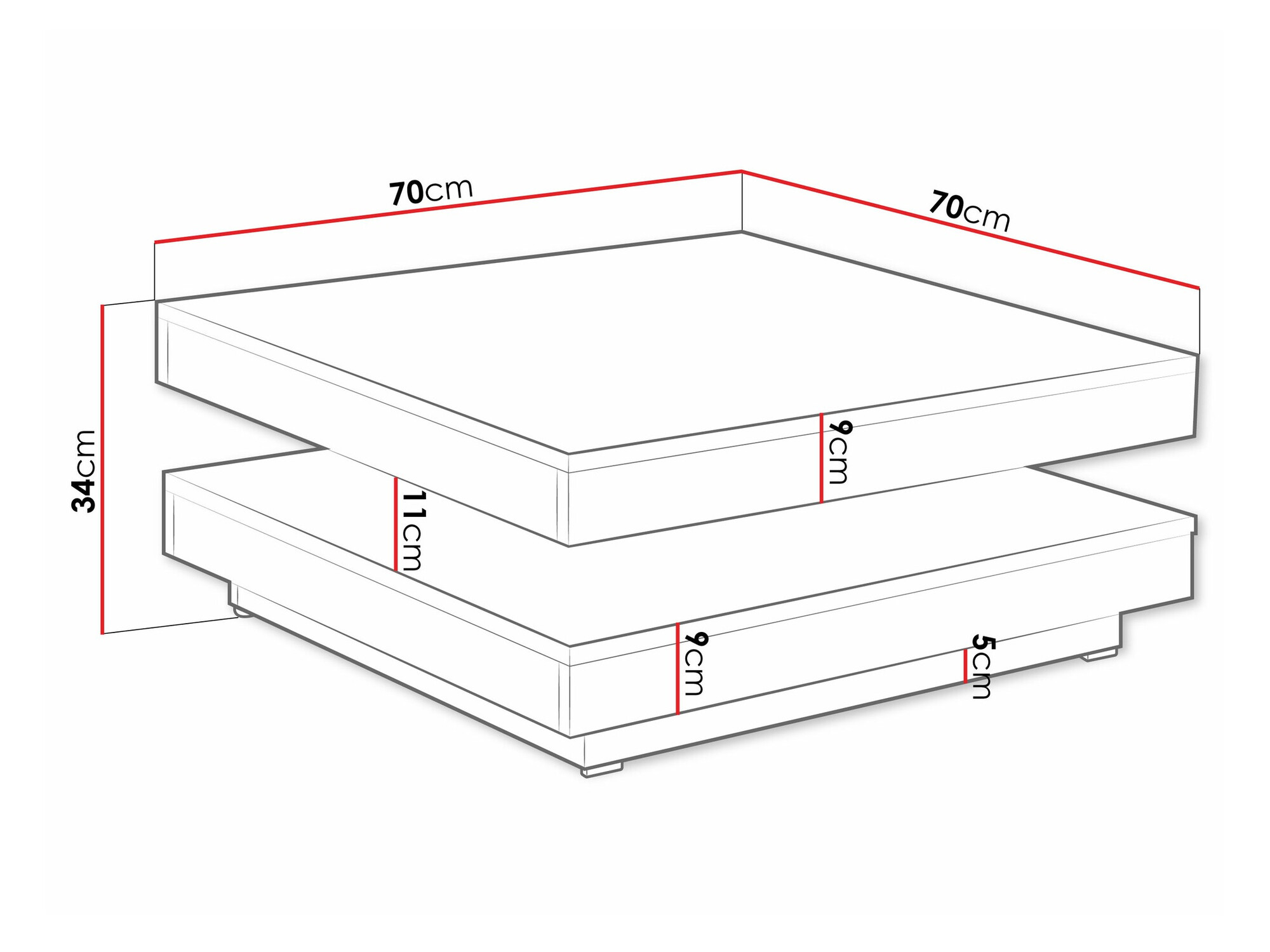 Table basse transformateur Comfivo Pisces (Béton + Blanc)