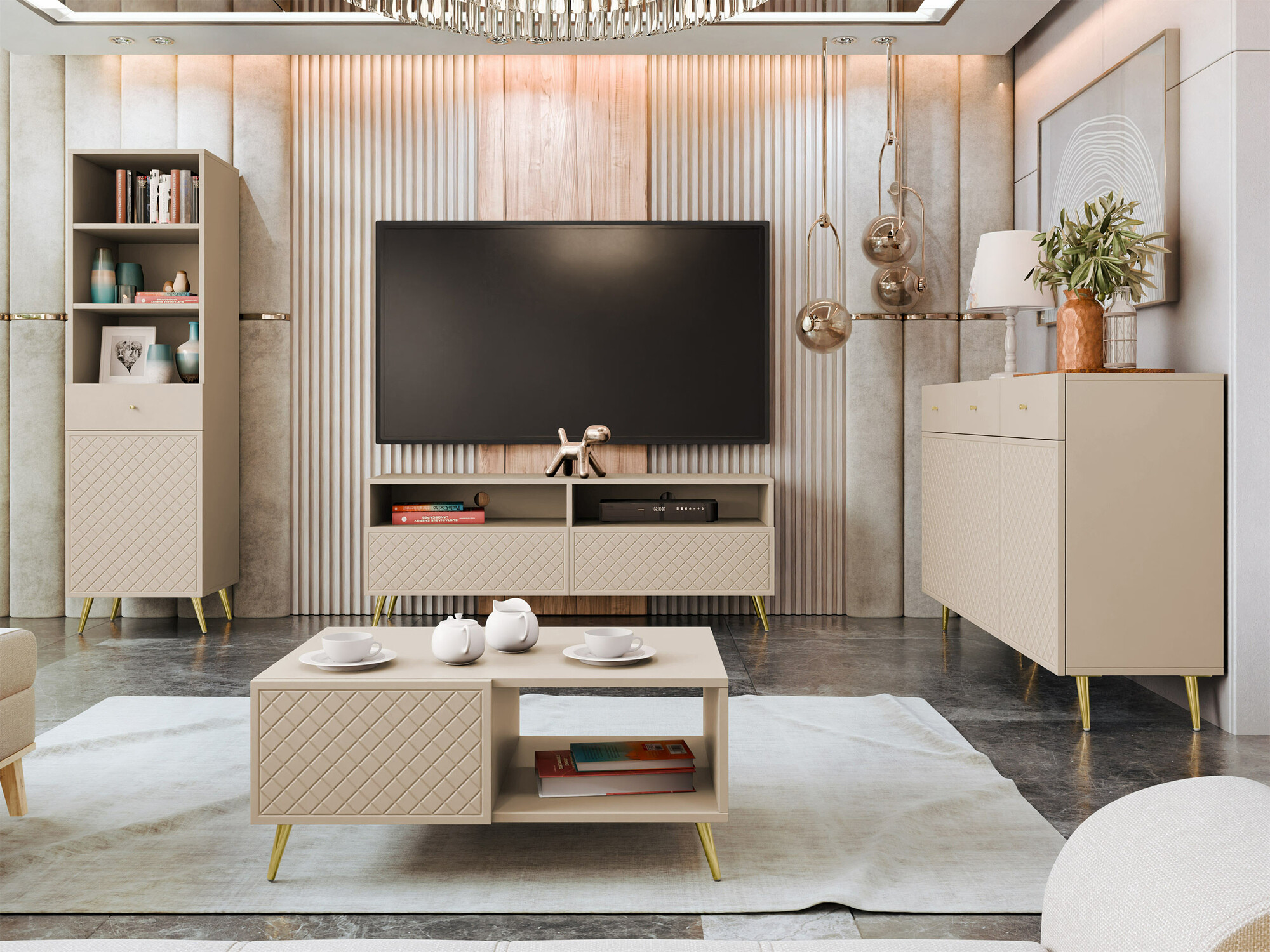 Ensemble de salon Comfivo Nuromo 108 (Beige)