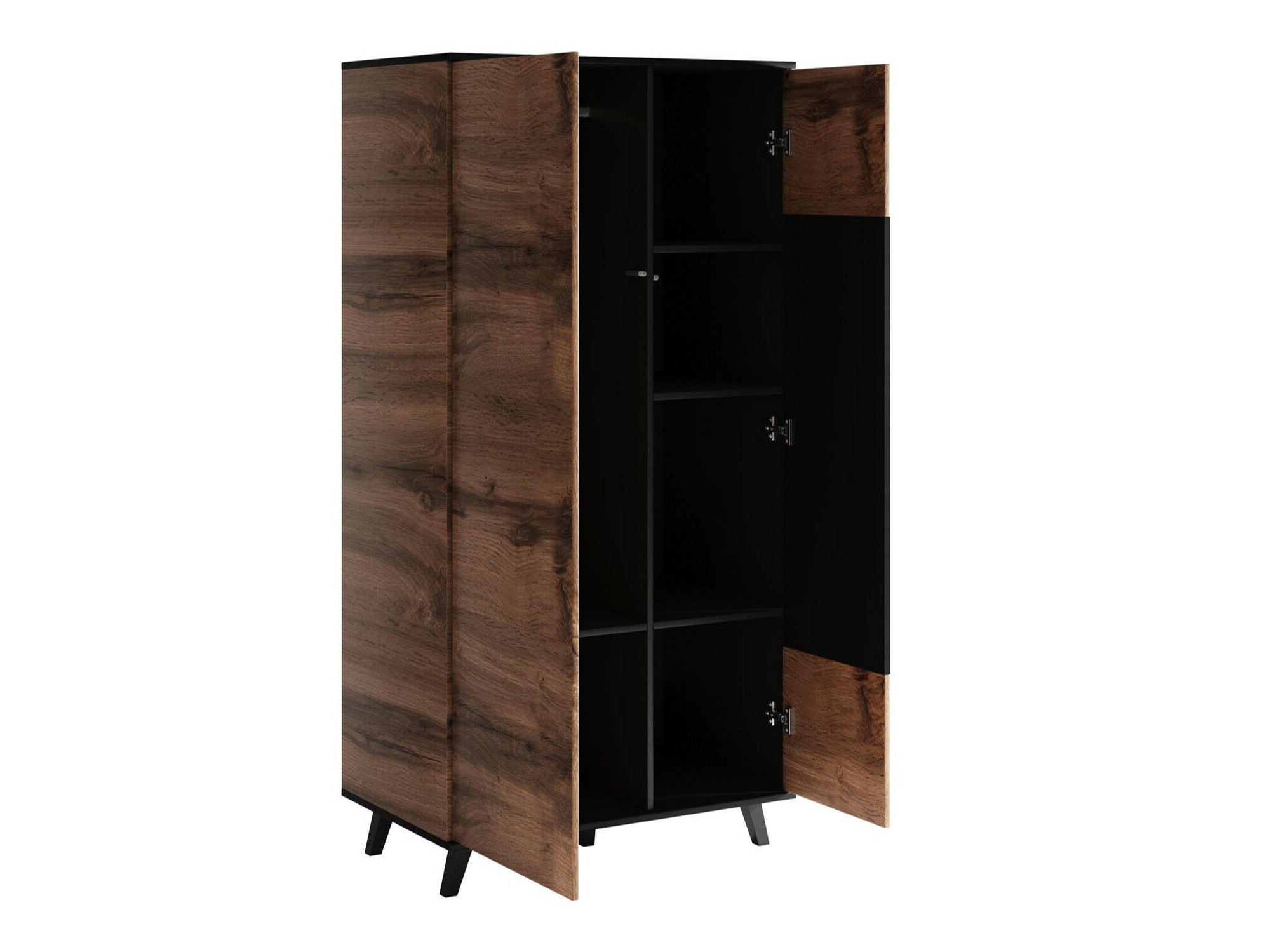 Armoire Luelia 113 (Noir + Chêne wotan)