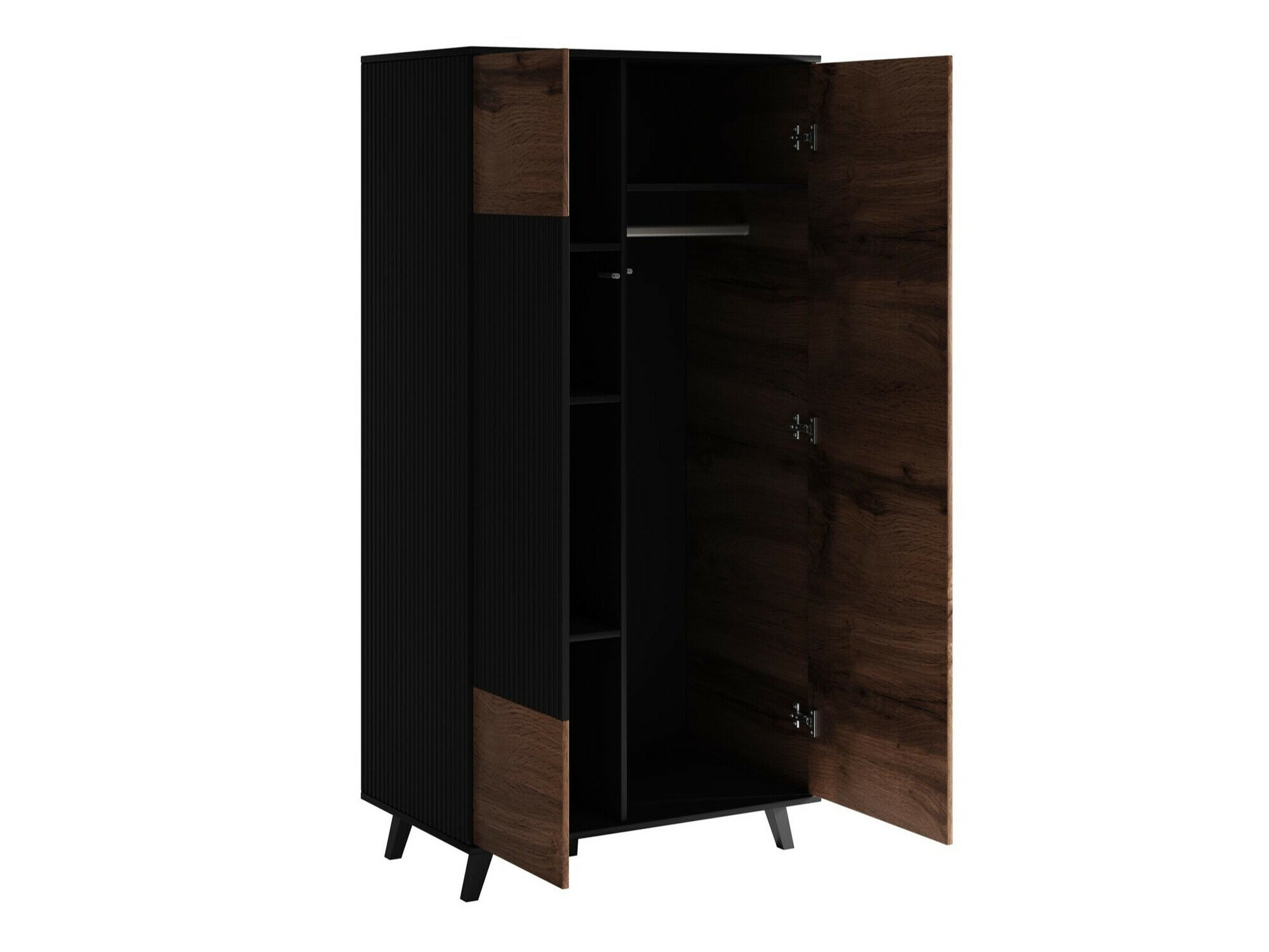 Armoire Luelia 113 (Noir + Chêne wotan)