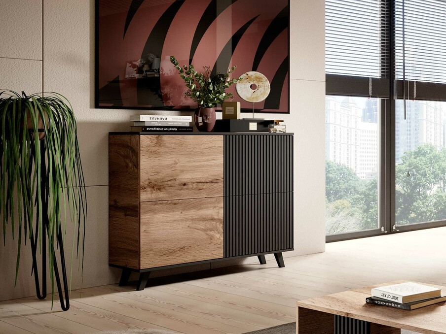 Buffet Luelia 119 (Noir + Chêne wotan)