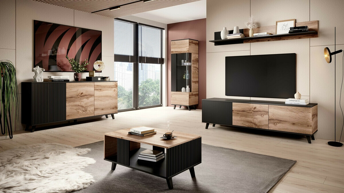 Buffet Luelia 120 (Noir + Chêne wotan)