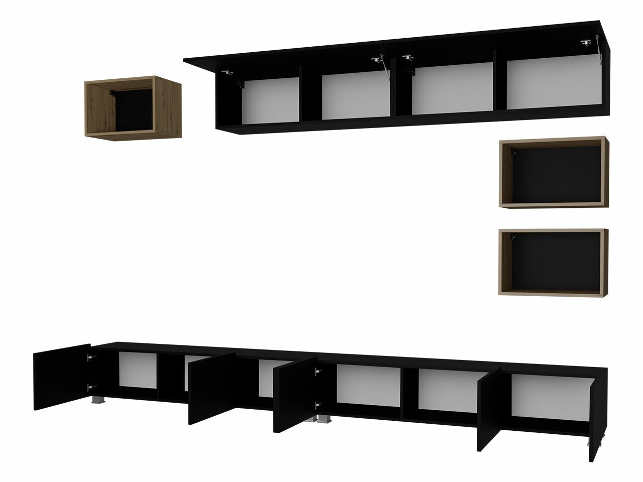 Ensemble de salon Remus XXXI (Blanc + Blanc brillant + Chêne doré)