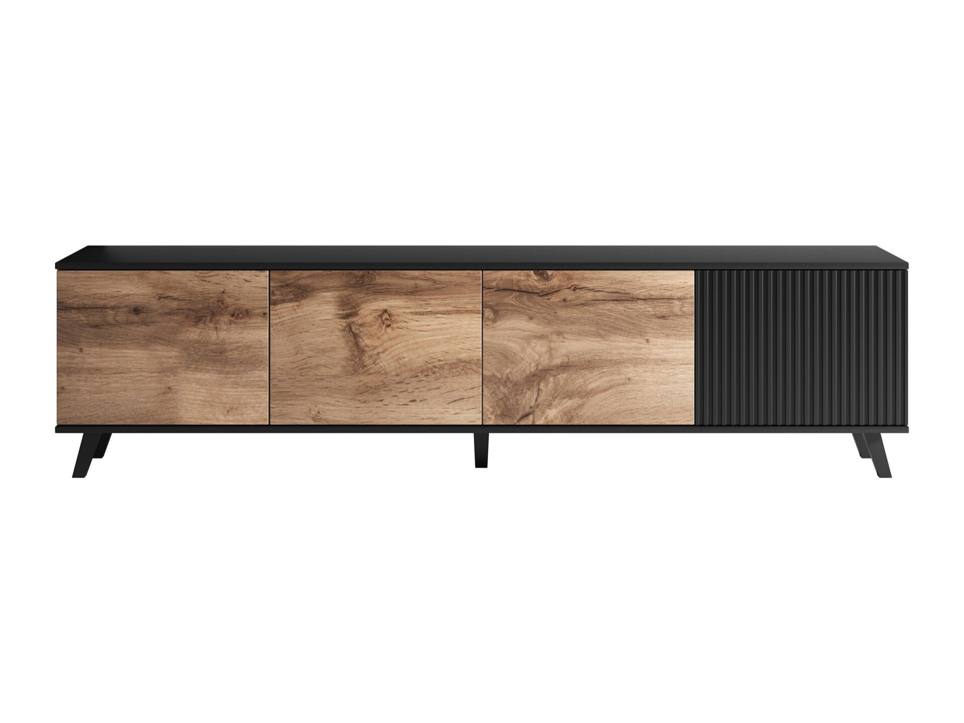 Meuble TV Luelia 114 (Noir + Chêne wotan)