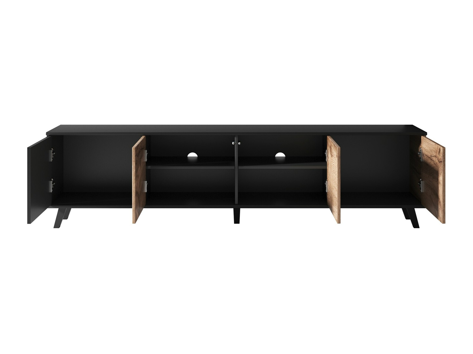 Meuble TV Luelia 114 (Noir + Chêne wotan)