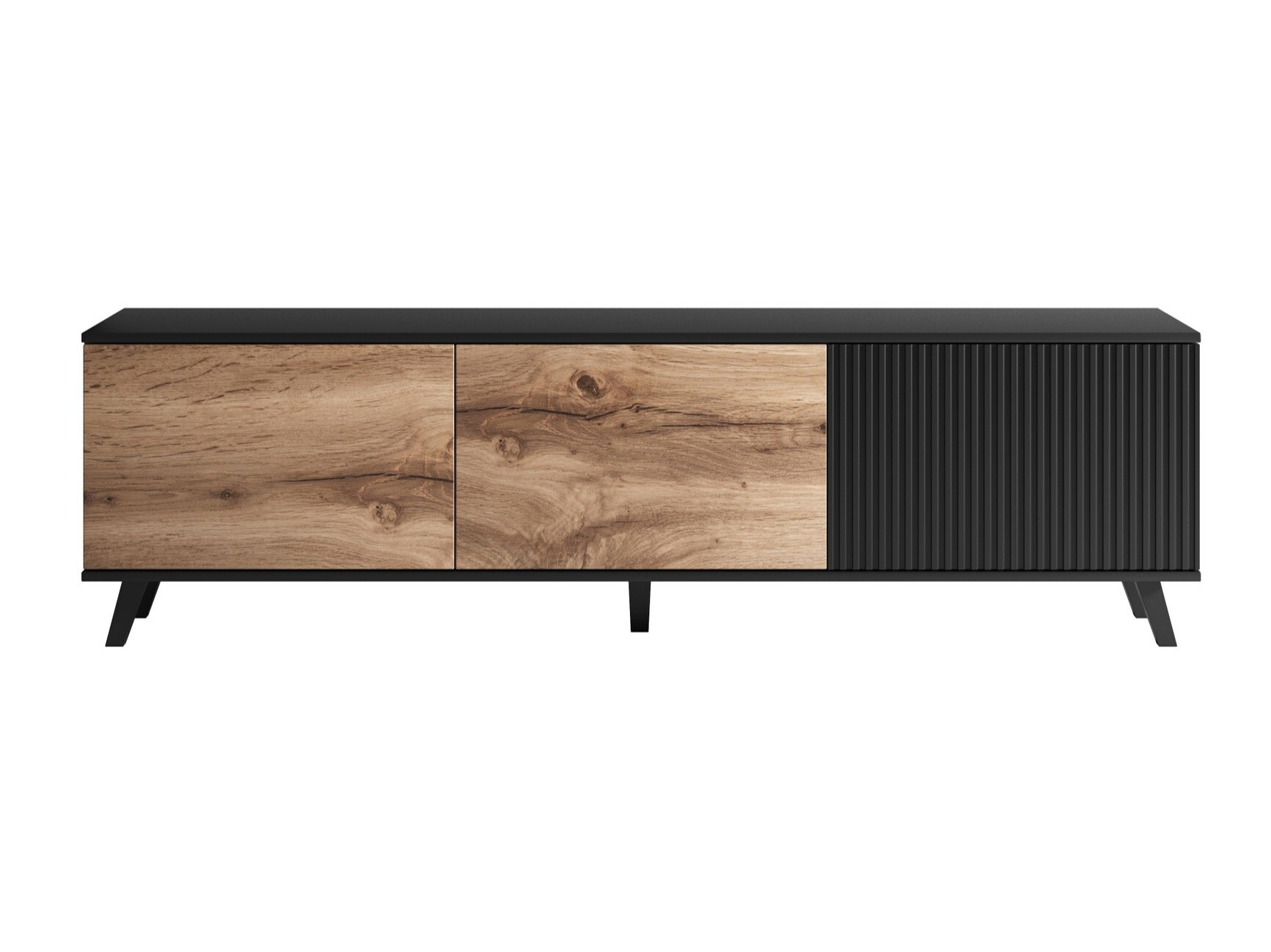 Meuble TV Luelia 115 (Noir + Chêne wotan)