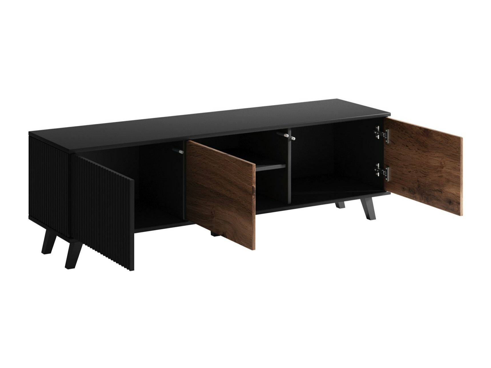 Meuble TV Luelia 116 (Noir + Chêne wotan)
