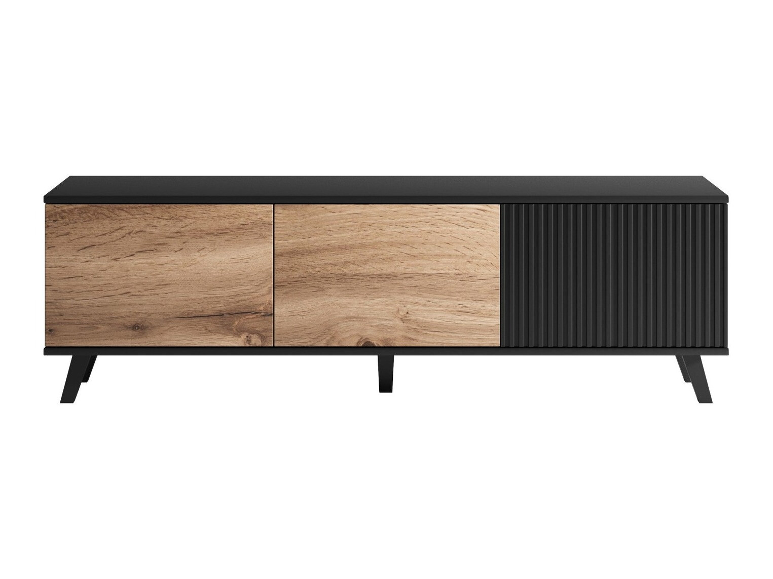 Meuble TV Luelia 116 (Noir + Chêne wotan)