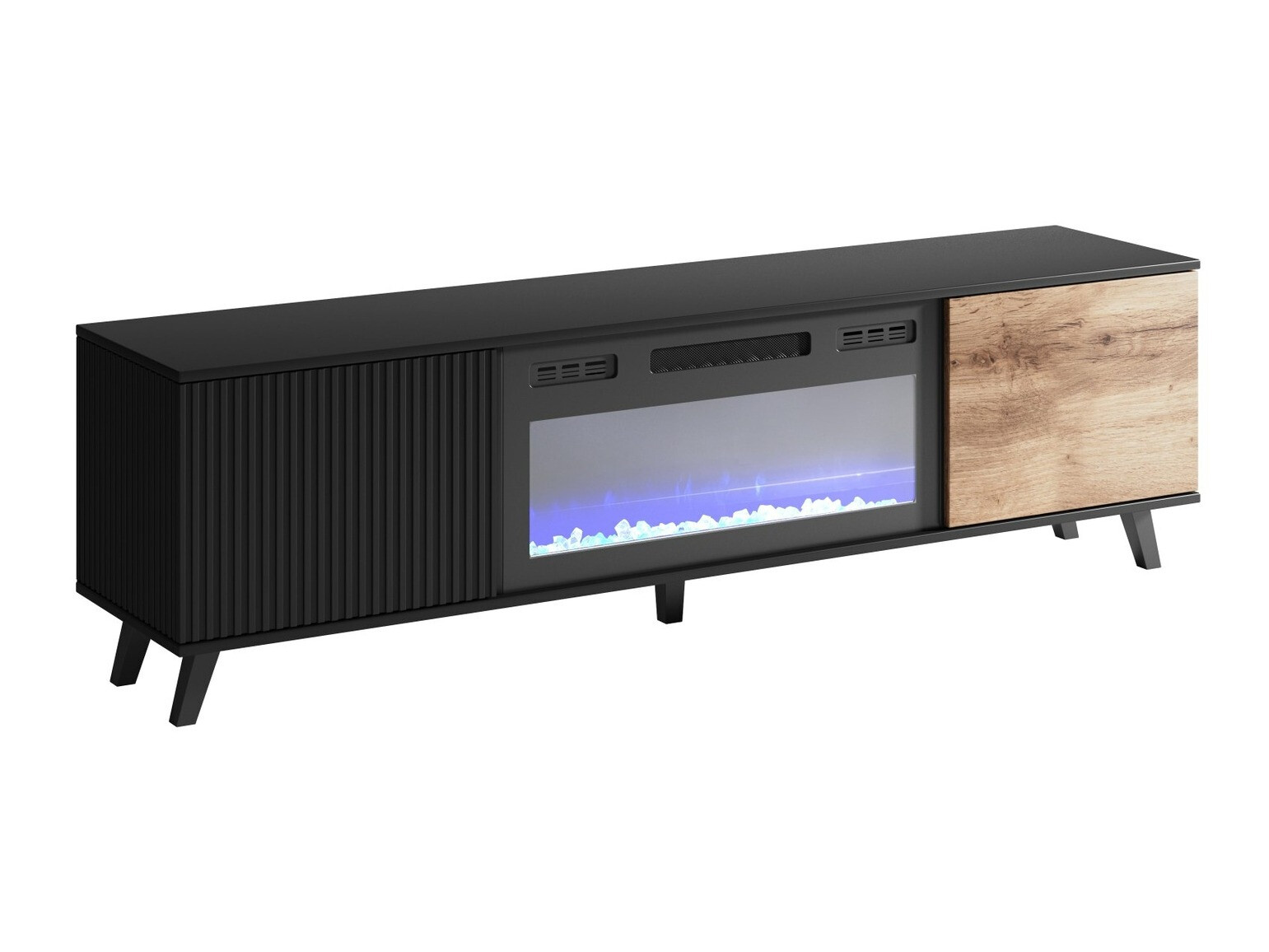 Meuble TV Luelia 121 (Noir + Chêne wotan)