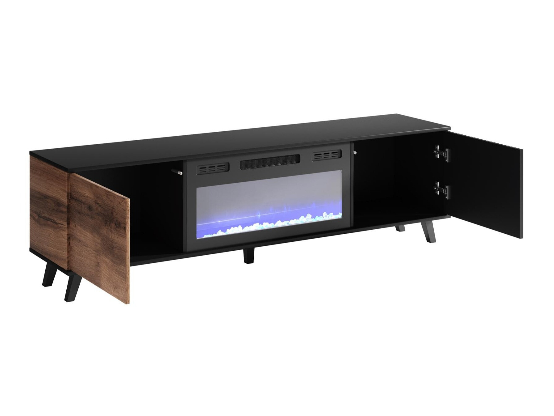 Meuble TV Luelia 121 (Noir + Chêne wotan)