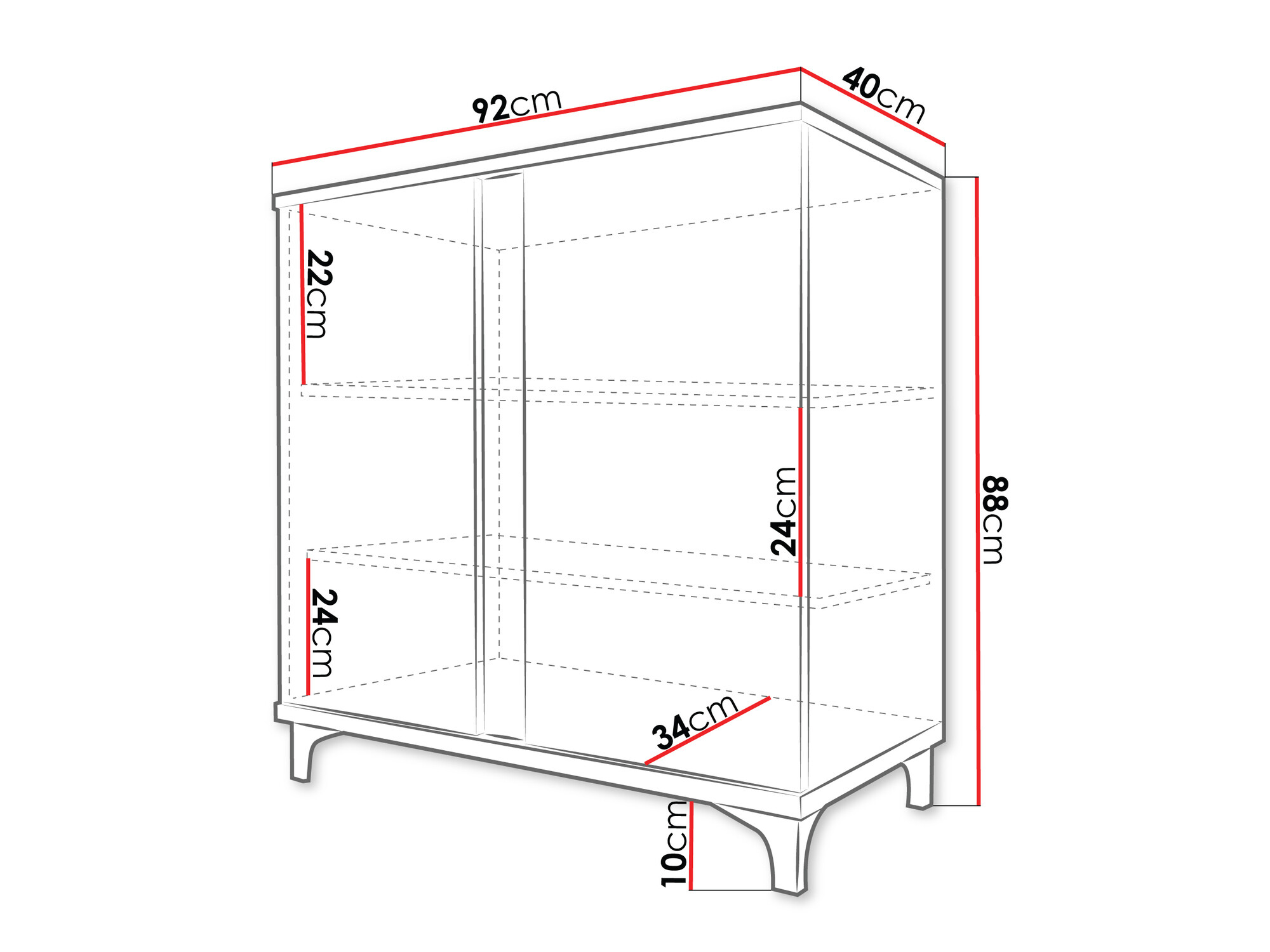 Buffet Florem II (Blanc + Blanc brillant + Clair bois)
