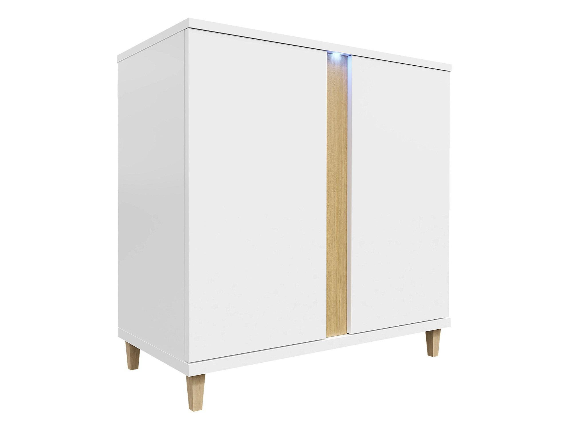 Buffet Florem II (Blanc + Blanc brillant + Clair bois)