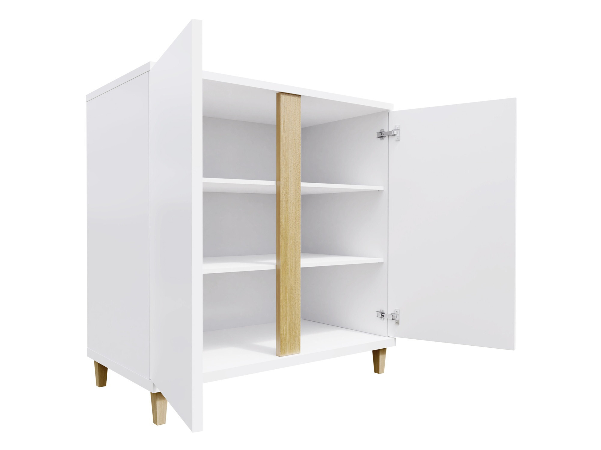 Buffet Florem II (Blanc + Blanc brillant + Clair bois)