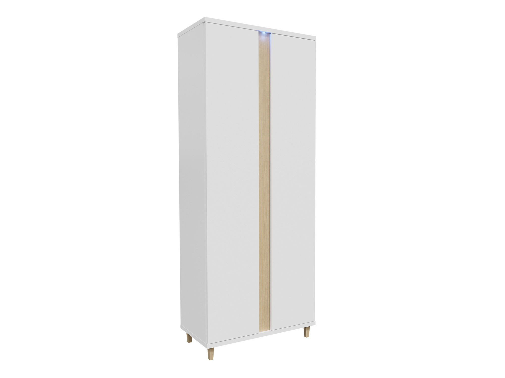 Armoire Florem (Blanc + Blanc brillant + Clair bois)