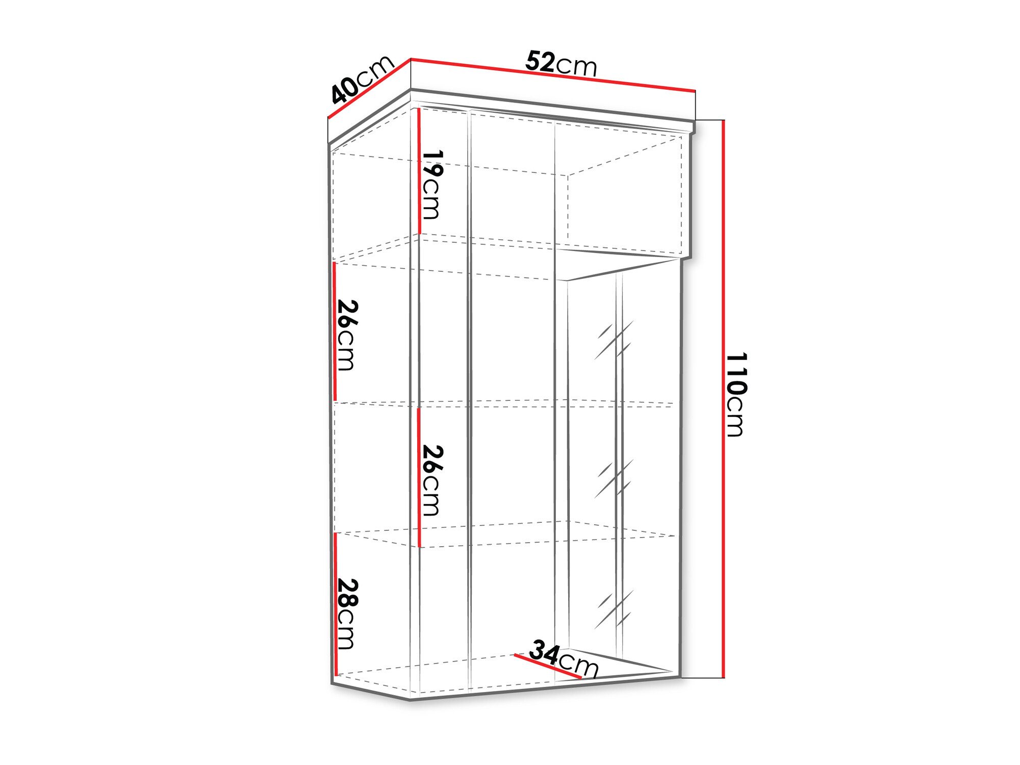 Armoire murale Florem (Blanc + Blanc brillant + Noir brillant)