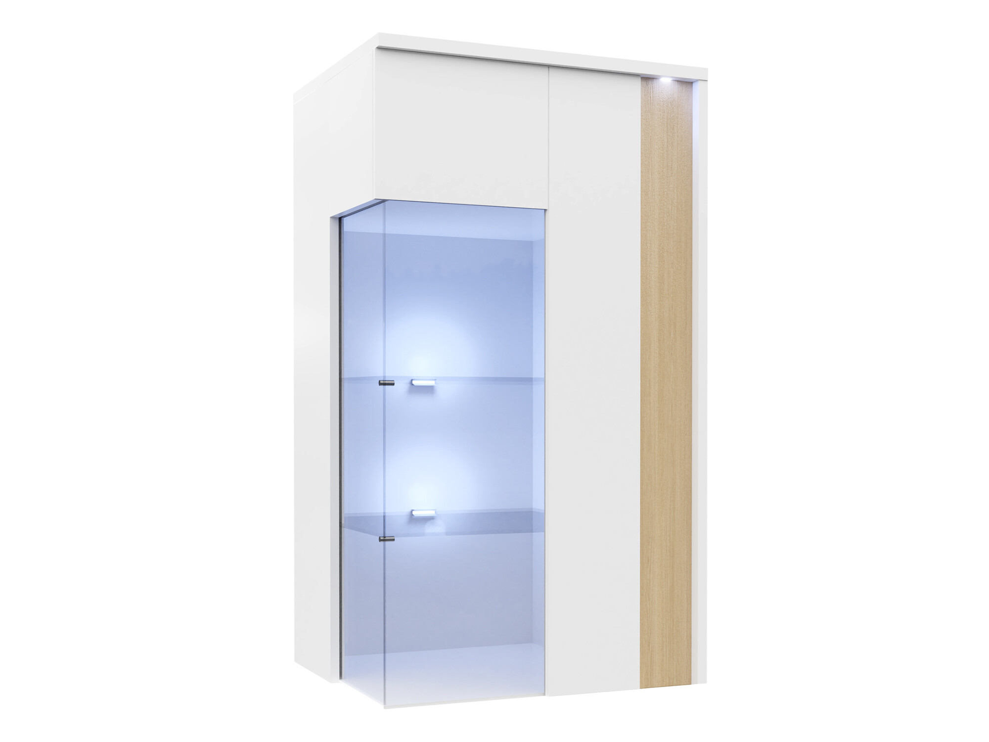 Armoire murale Florem I (Blanc + Blanc brillant + Clair bois)