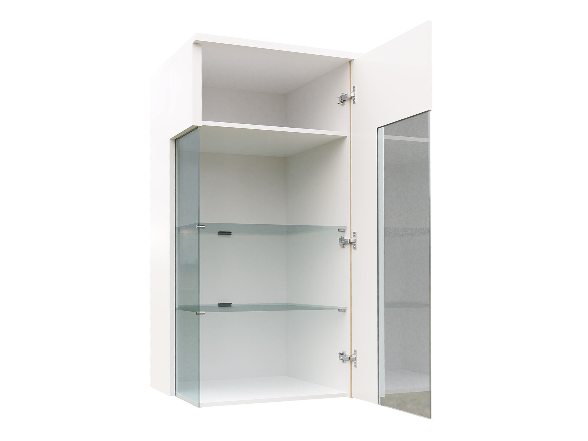Armoire murale Florem I (Blanc + Blanc brillant + Noir brillant)