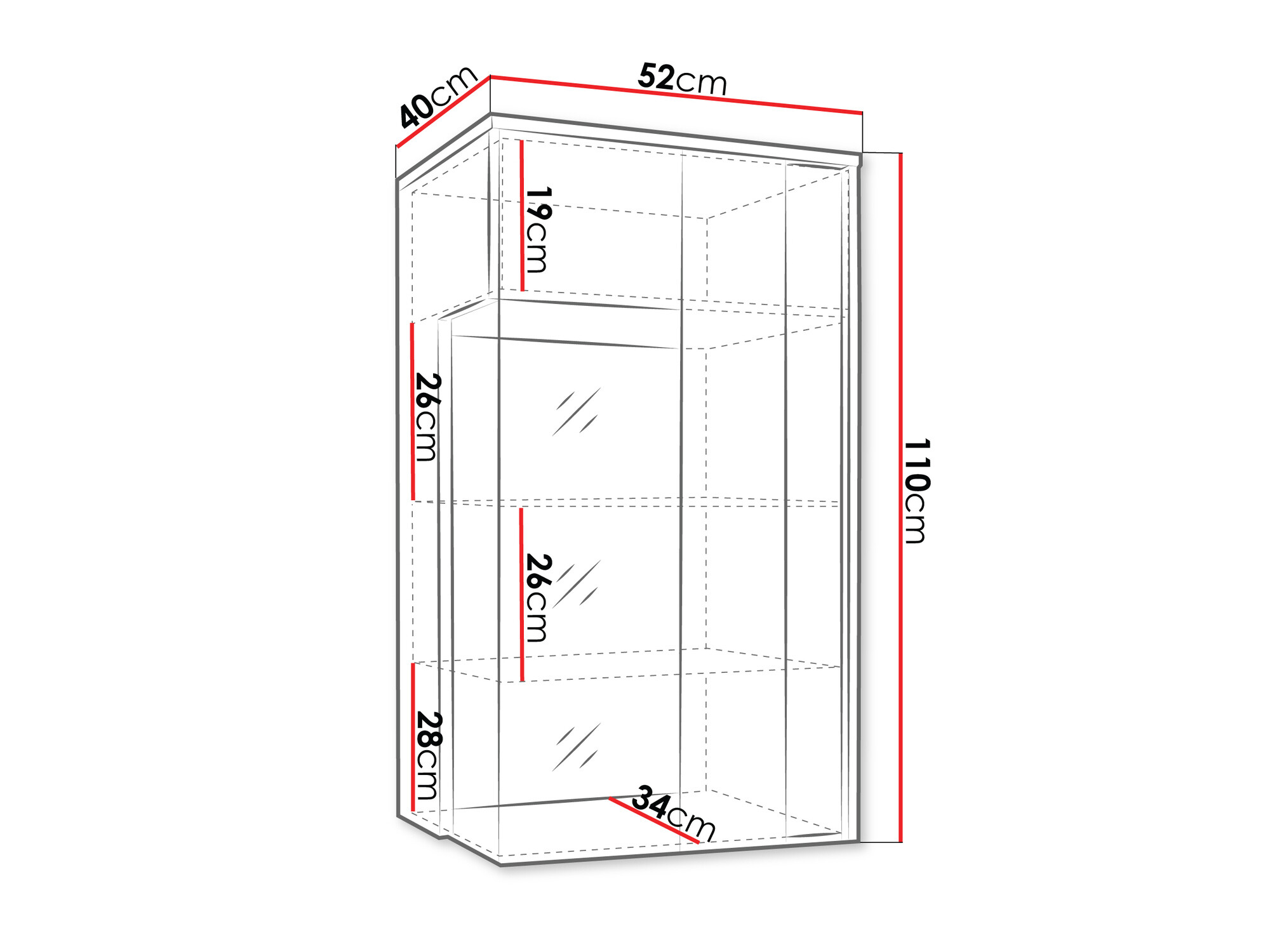 Armoire murale Florem I (Blanc + Blanc brillant + Noir brillant)