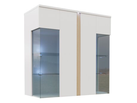 Buffet Livseri 104 (Blanc + Blanc brillant + Clair bois)