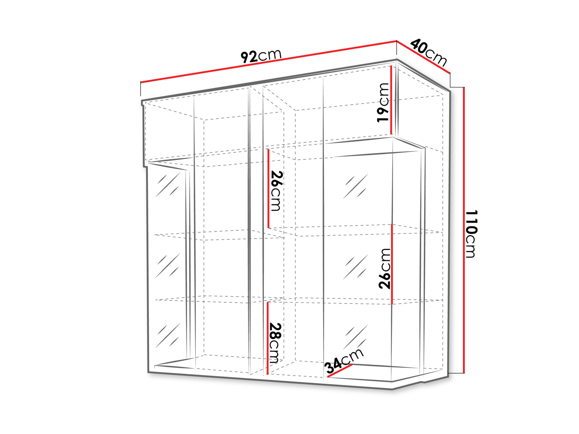 Buffet Livseri 104 (Blanc + Blanc brillant + Noir brillant)