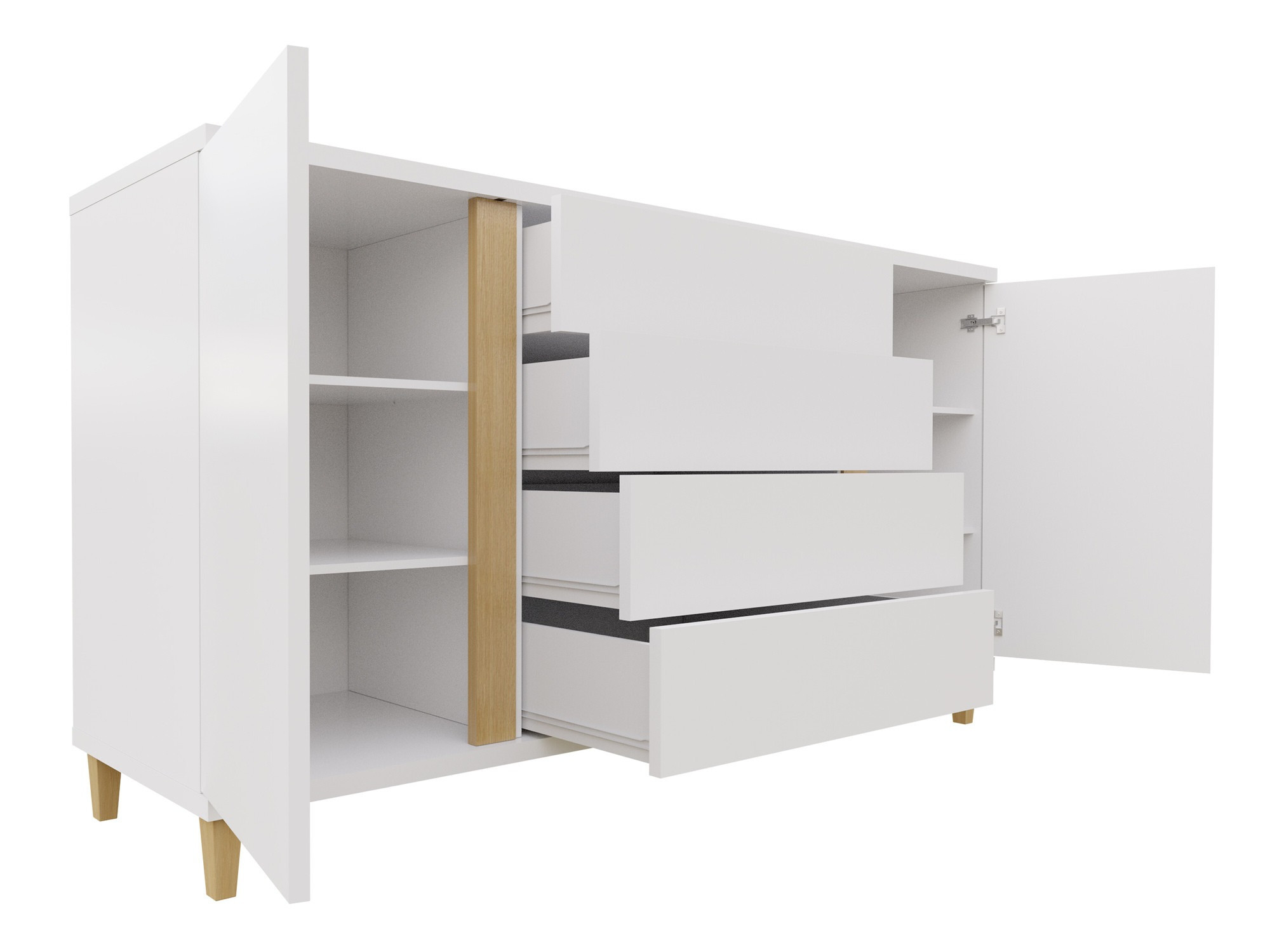 Commode Florem (Blanc + Blanc brillant + Noir brillant)