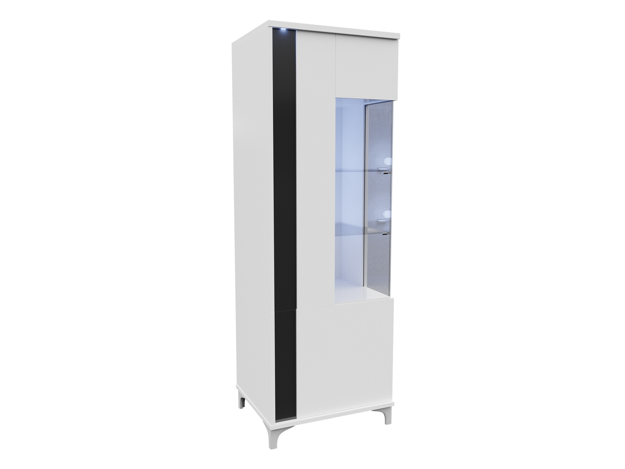 Étagère Florem (Blanc + Blanc brillant + Noir brillant)