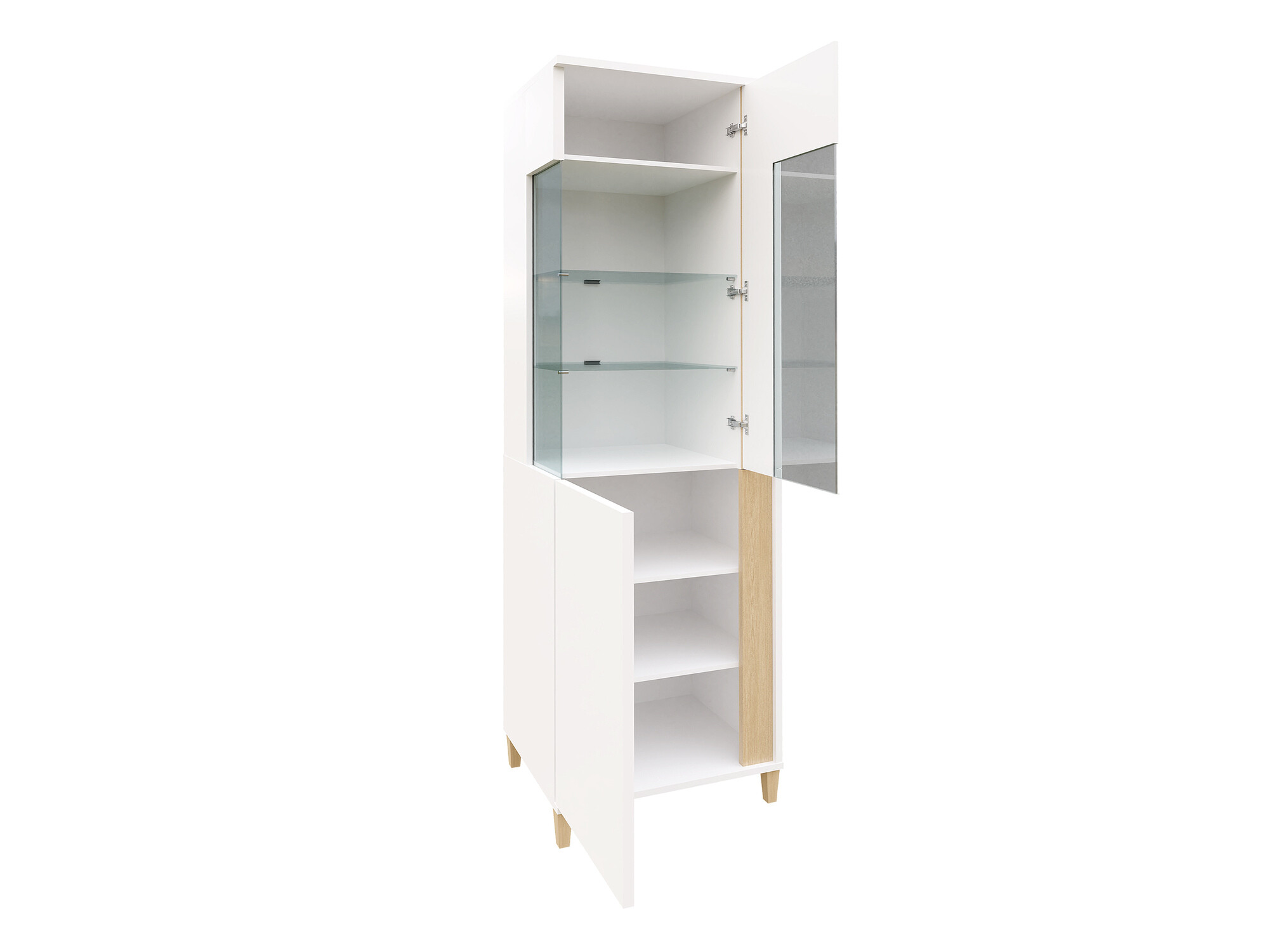 Étagère Florem I (Blanc + Blanc brillant + Noir brillant)