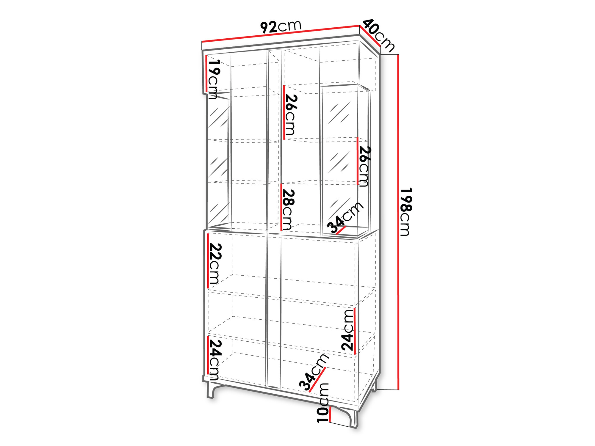 Étagère Florem IV (Blanc + Blanc brillant + Clair bois)