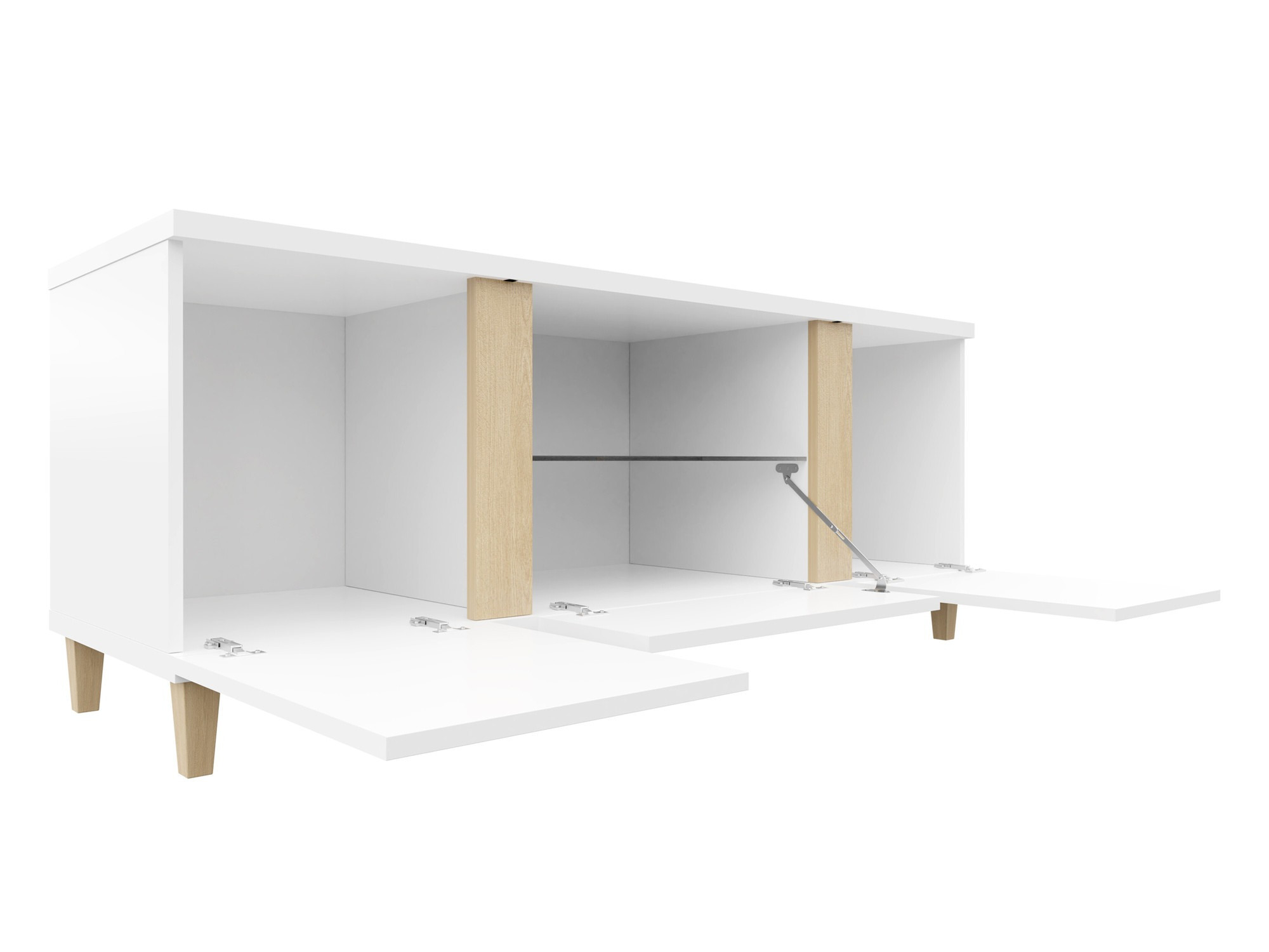 Meuble TV Florem (Blanc + Blanc brillant + Noir brillant)
