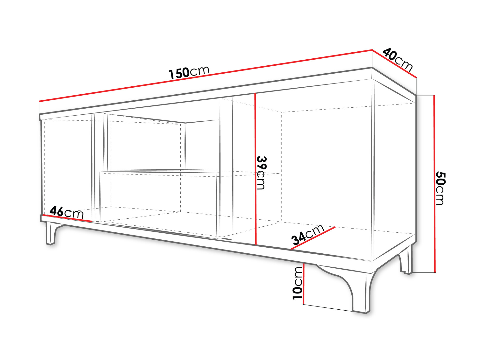 Meuble TV Florem (Blanc + Blanc brillant)