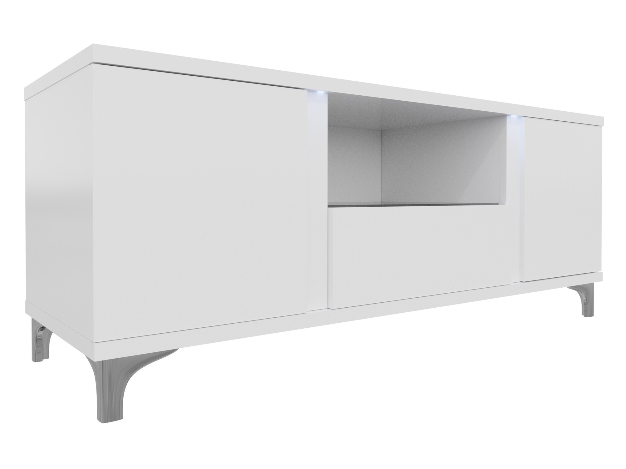Meuble TV Florem (Blanc + Blanc brillant)