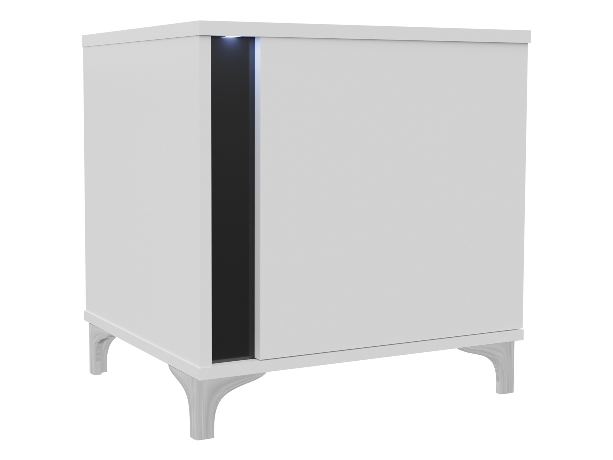 Table de chevet Florem (Blanc + Blanc brillant + Noir brillant)