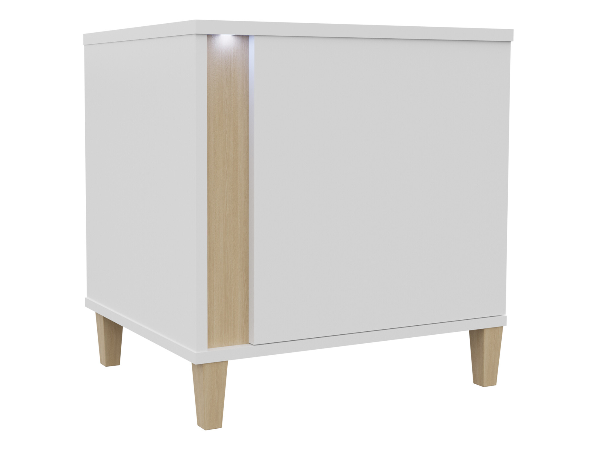 Table de chevet Livseri 111 (Blanc + Blanc brillant + Clair bois)