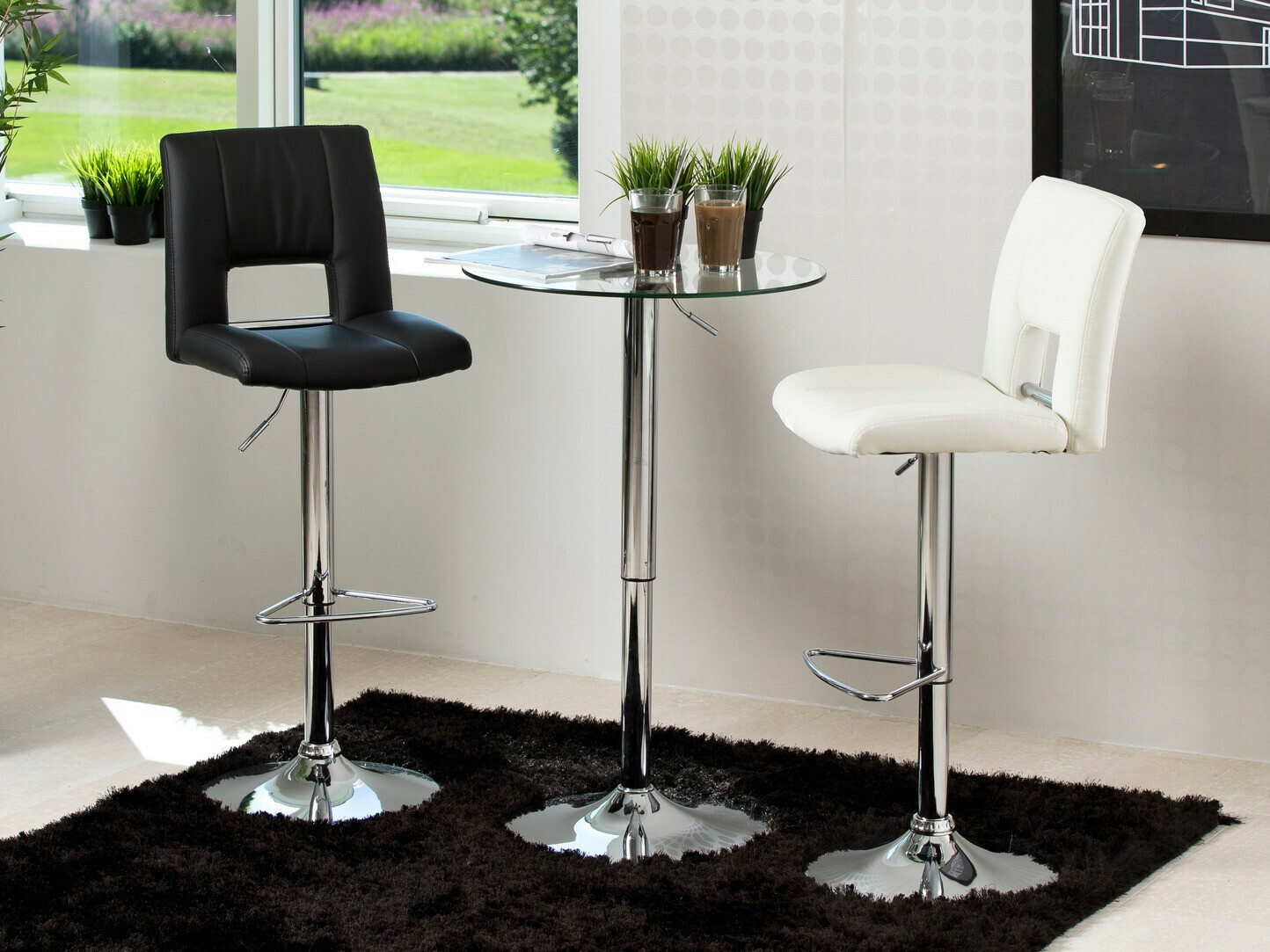Chaise de bar mi-hauteur Norsica 145 (Blanc + Argent)