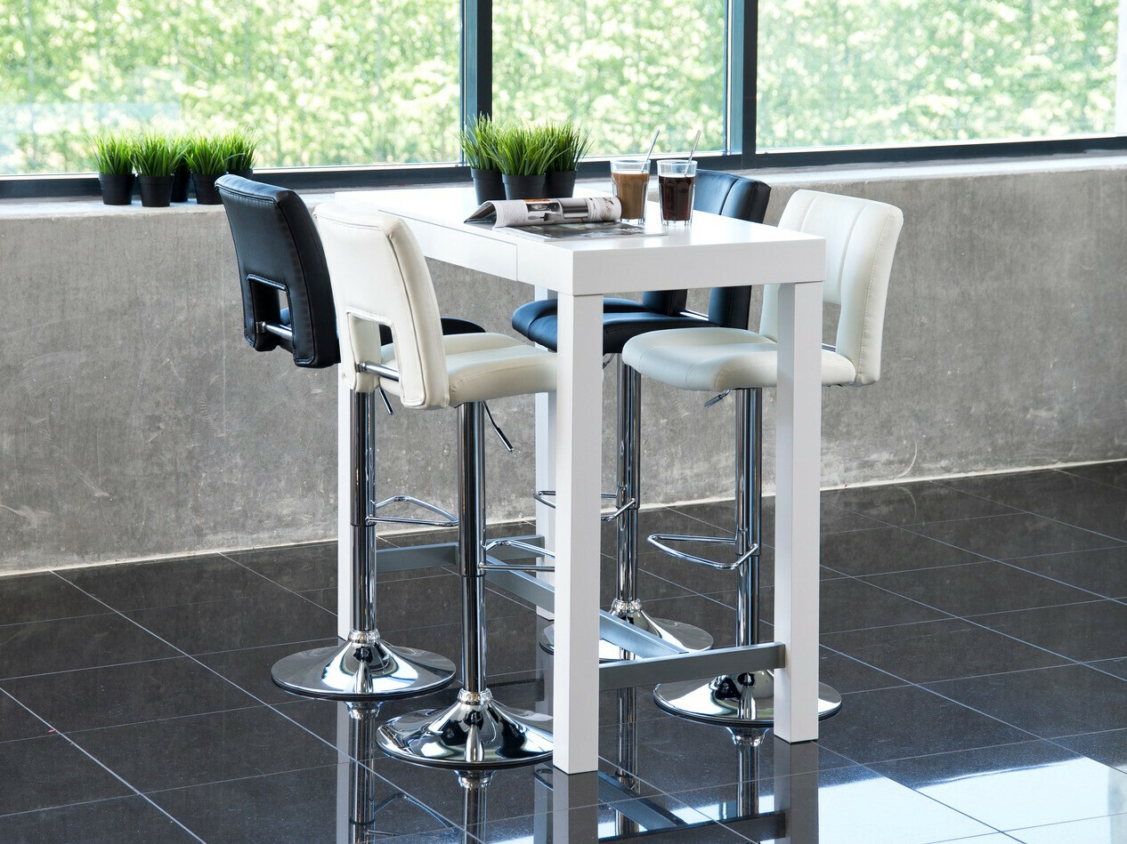 Chaise de bar mi-hauteur Norsica 145 (Blanc + Argent)