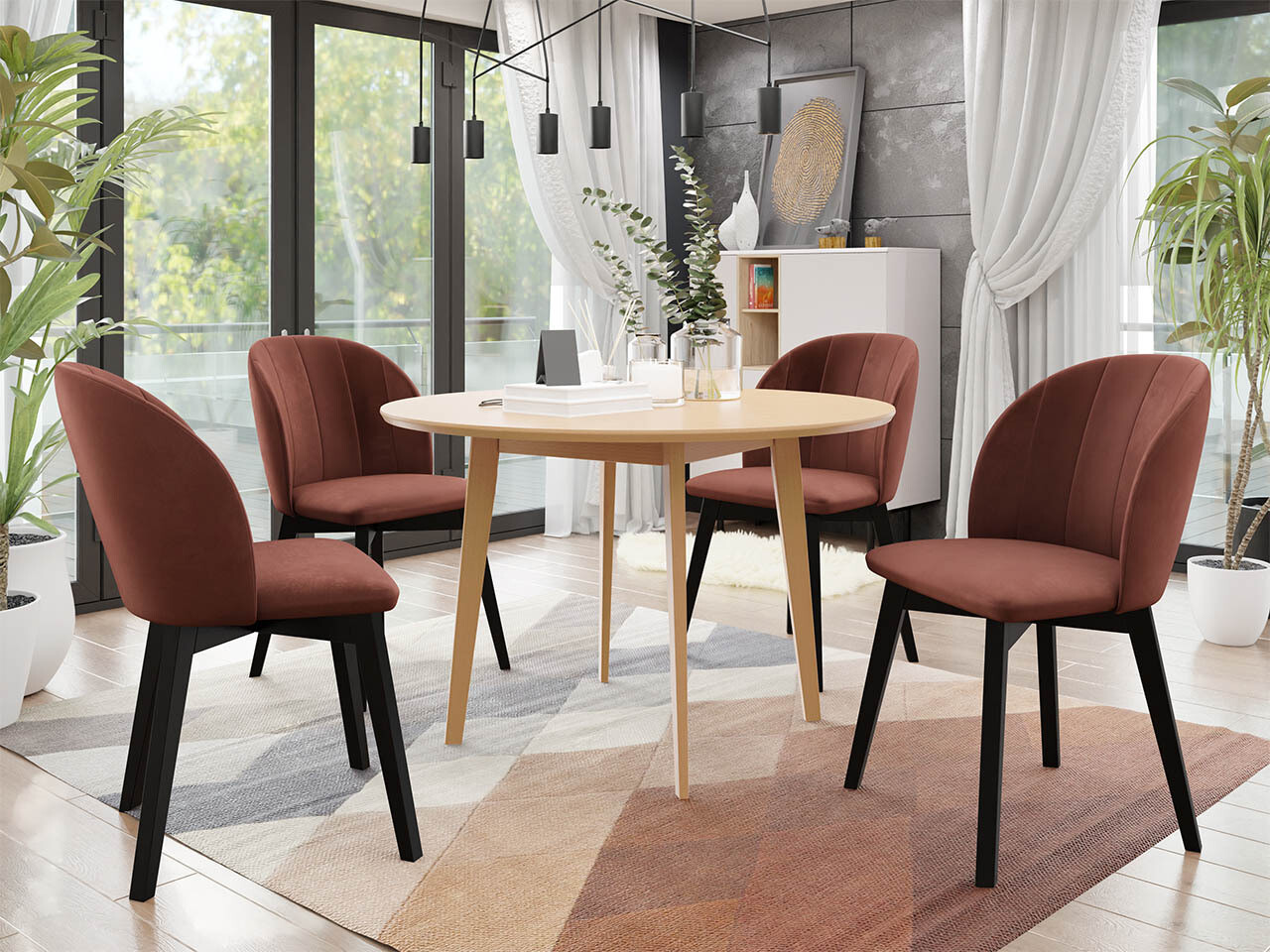 Salle à manger complète Racine 136 (Marron)