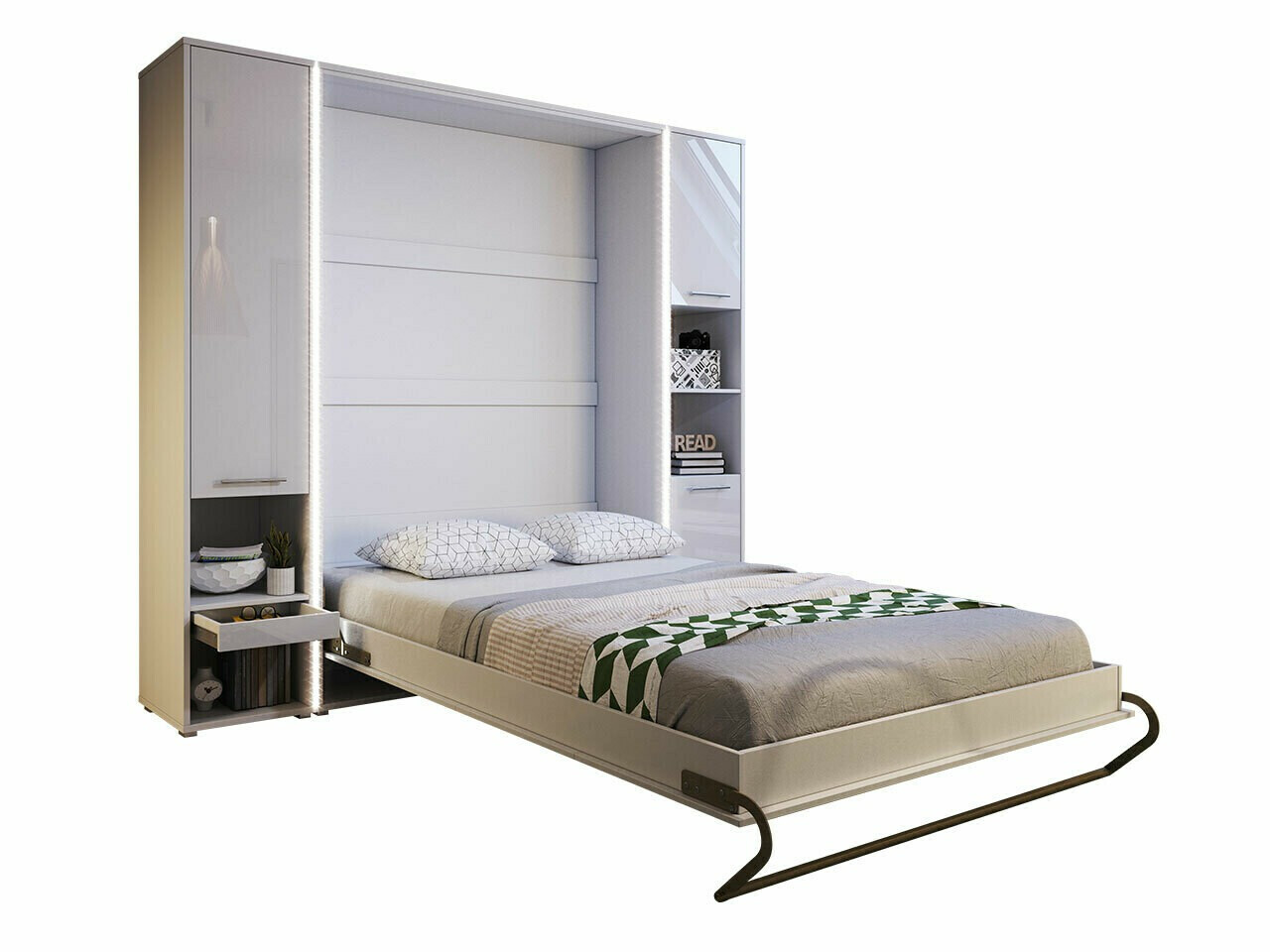 Ensemble de meubles Concept Pro Lenart XII (Blanc brillant + Blanc)