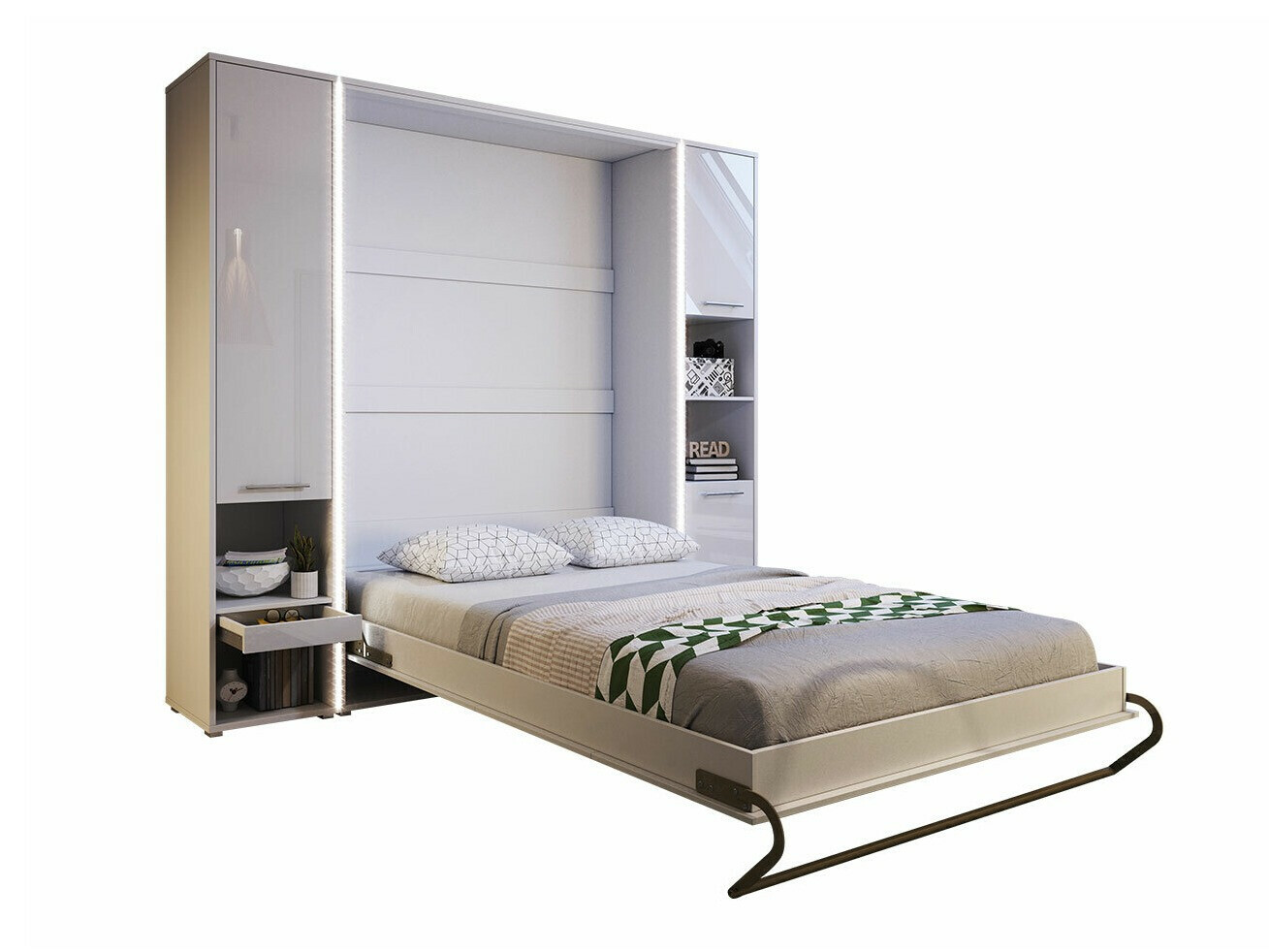 Ensemble de meubles Concept Pro Lenart XII (Blanc brillant + Blanc)