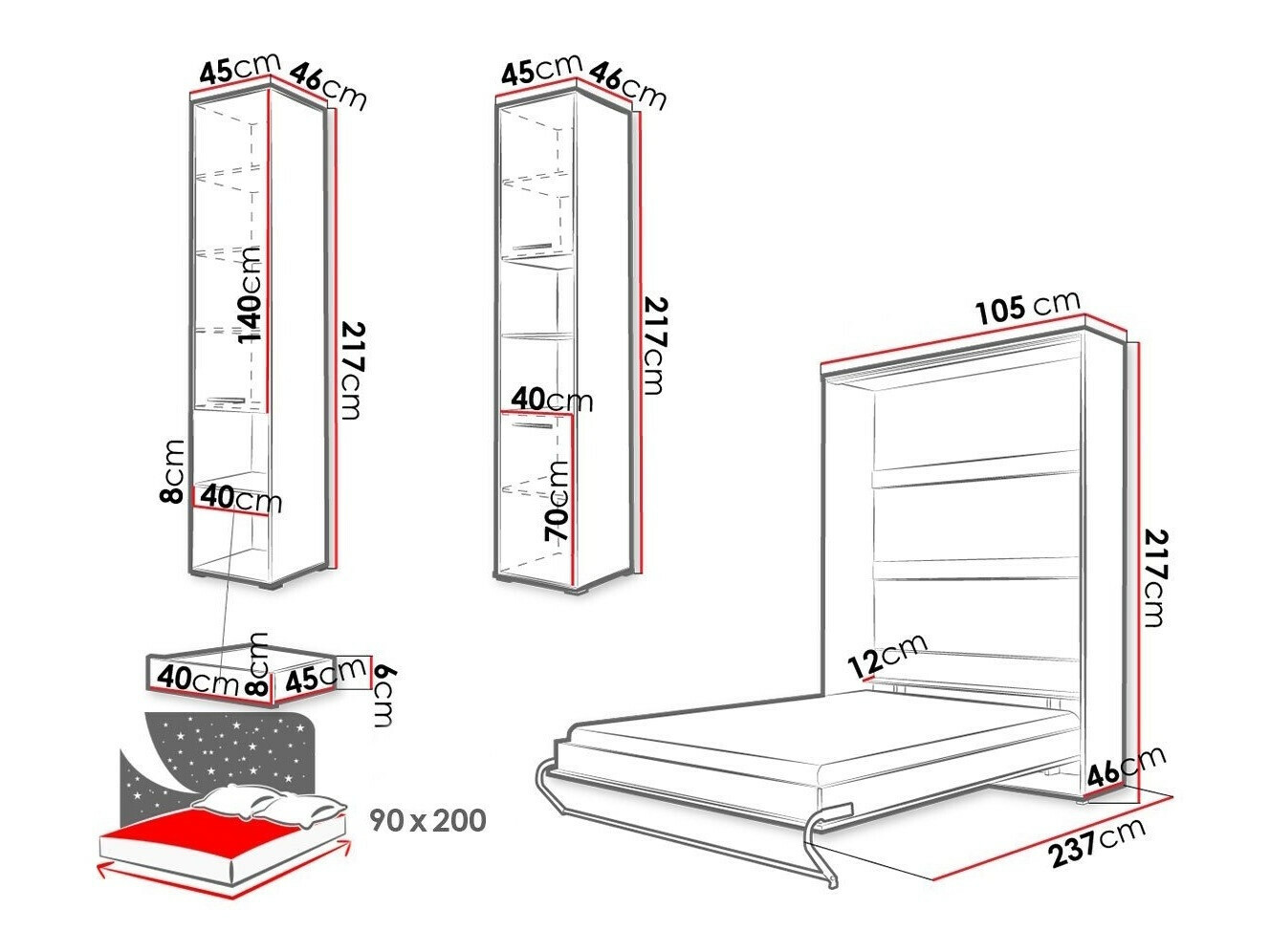 Ensemble de meubles Concept Pro Lenart XII (Blanc)