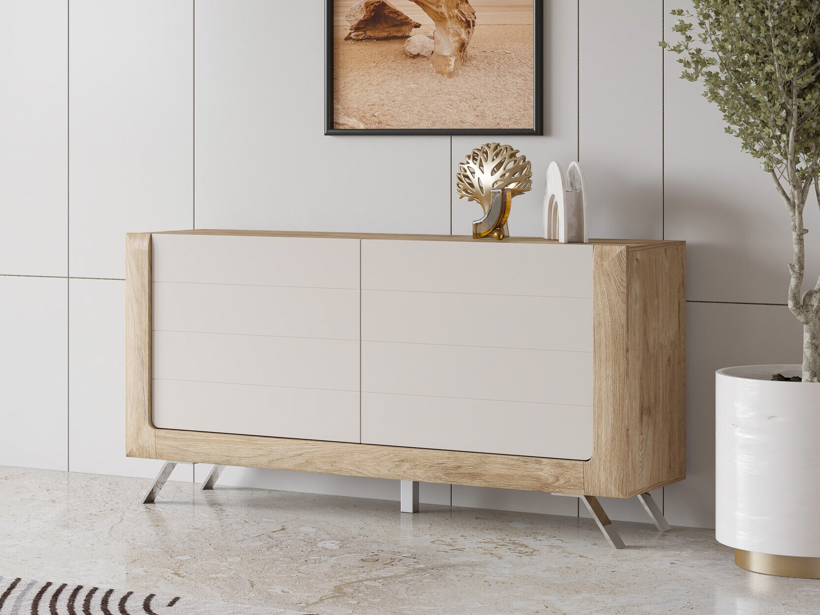 Buffet Sovera 107 (Chêne doré + Cachemire)