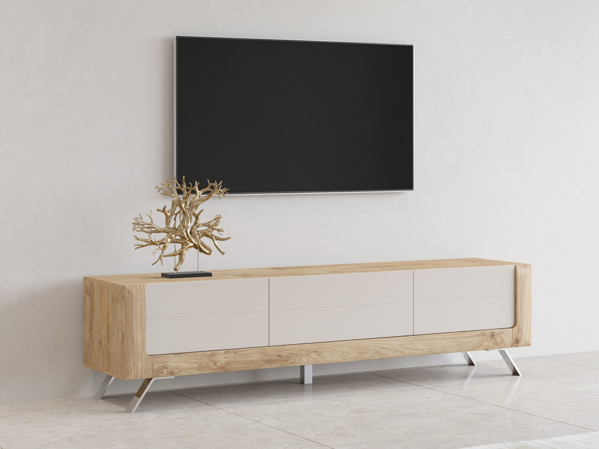 Meuble TV Sovera 104 (Chêne doré + Cachemire)
