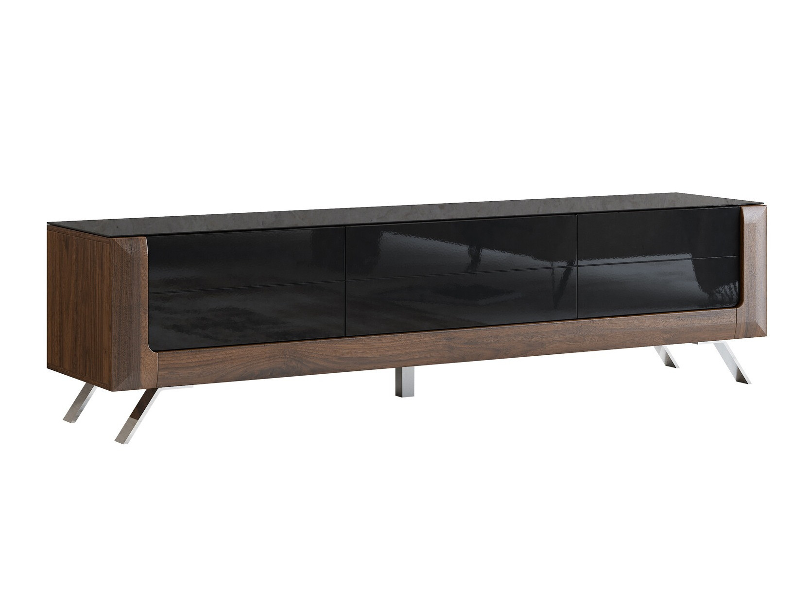 Meuble TV Sovera 104 (Noix + Noir brillant)
